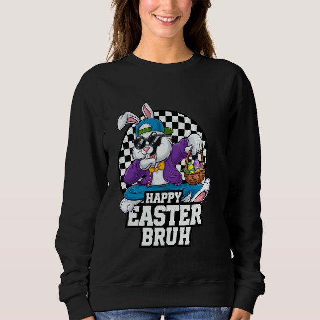 Sudadera Dabbing Bunny Easter Bruh Meme Divertido de adoles (Anverso)