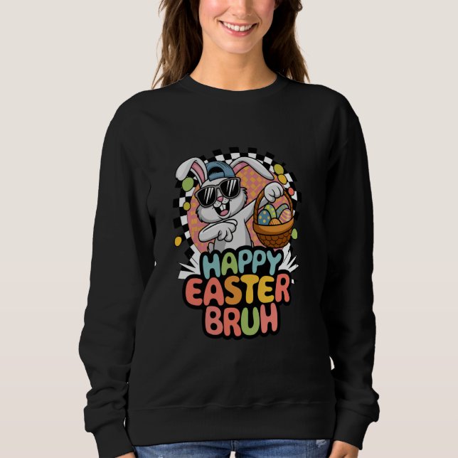 Sudadera Dabbing Bunny Easter Bruh Meme Divertido de adoles (Anverso)