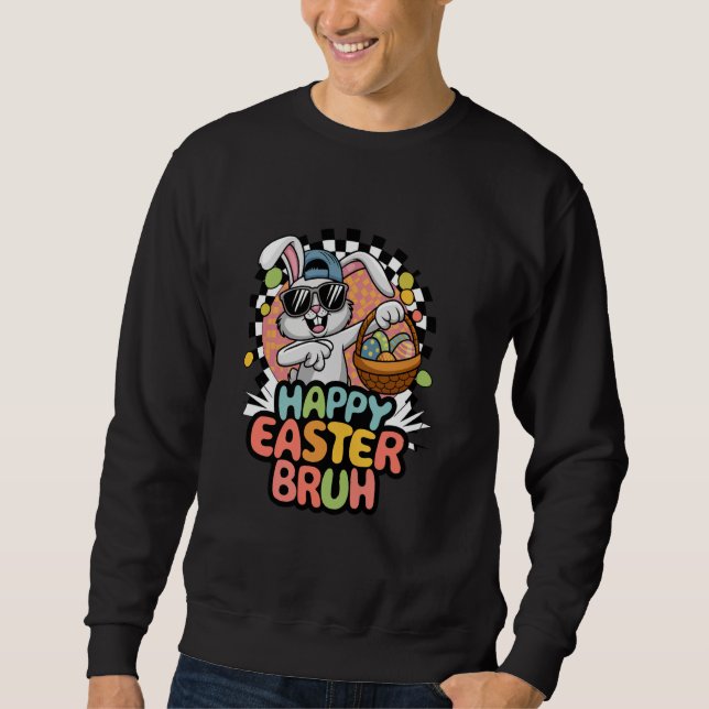 Sudadera Dabbing Bunny Easter Bruh Meme Divertido de adoles (Anverso)