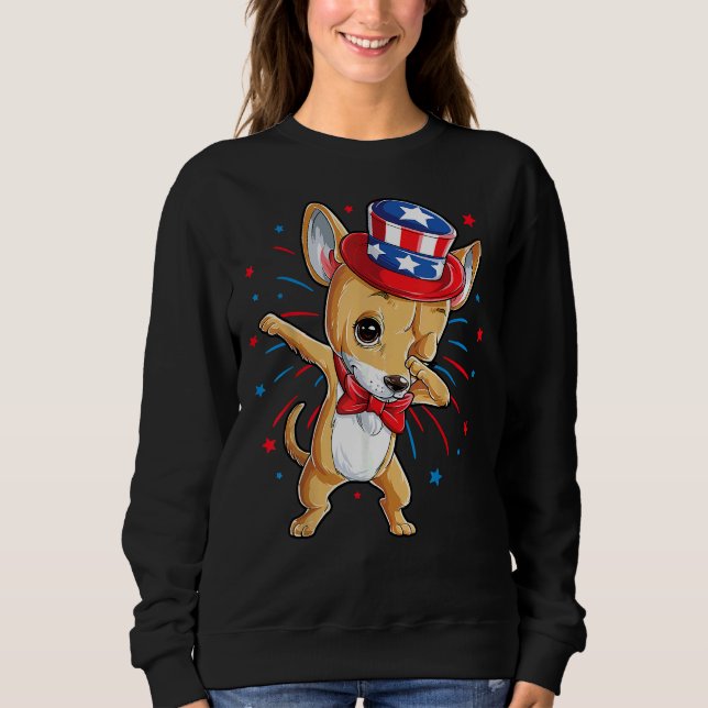 Sudadera Dabbing Chihuahua 4 De Julio Niños Chicas Amer (Anverso)