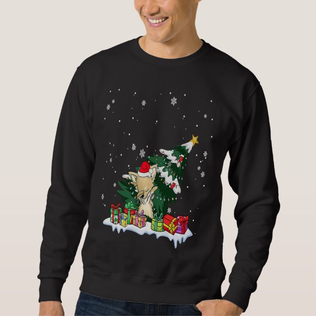 Sudadera Dabbing Chihuahua Long Hair Christmas Tree Santa B (Anverso)