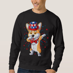 Sudadera Dabbing Corgi De Julio Bandera Estadounidense