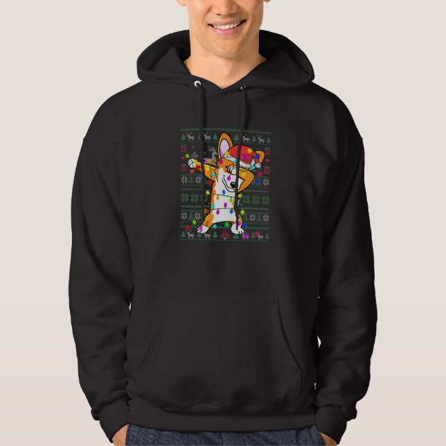 Sudadera Dabbing Corgi Lámpara Navidades feos Dulce (Anverso)