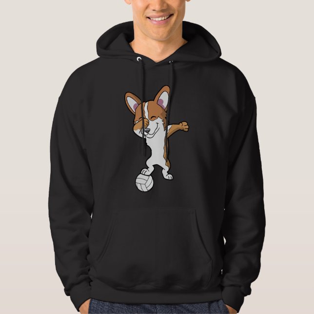 Sudadera Dabbing Corgi Voleibol de perros (Anverso)
