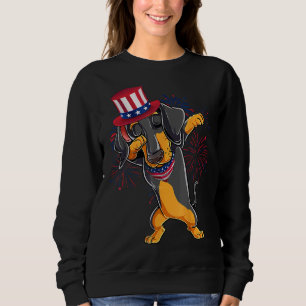 Sudadera Dabbing Dachshund Perro y Tío Sam Gorra Bandera Es