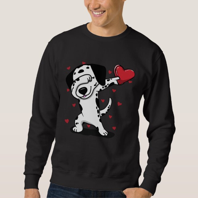 Sudadera Dabbing Dalmatian Heart Valentine s Day  Boys Girl (Anverso)