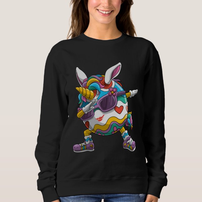 Sudadera Dabbing Easter Unicorn Rabbit Ears Egg Women Girls (Anverso)