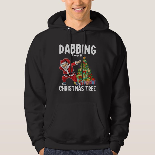 Sudadera Dabbing en torno al árbol de navidad navideño (Anverso)
