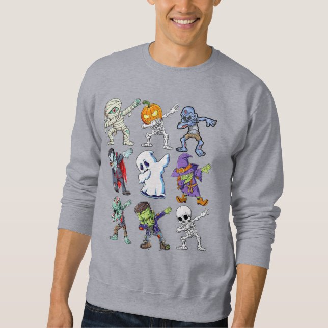 Sudadera Dabbing Halloween Boys Skeleton Zombie Mummy (Anverso)
