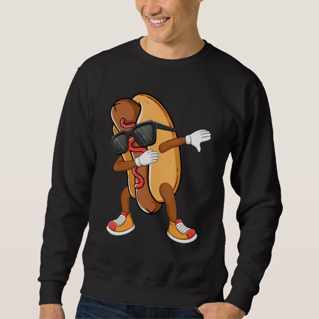 Sudadera Dabbing Hot Dog Con gafas de sol Dab Dance Chicas (Anverso)
