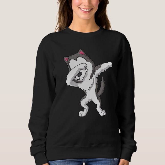Sudadera Dabbing Husky Dog Dab Dance (Anverso)