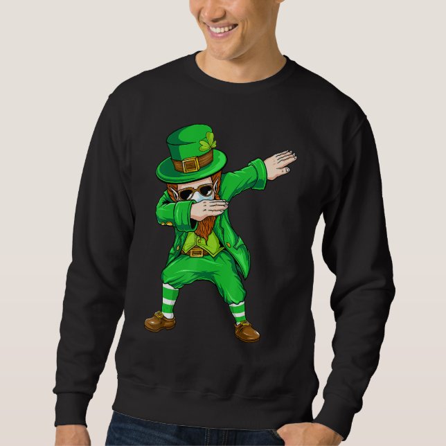 Sudadera Dabbing Leprechaun Face Mask St Patrick's Day Boys (Anverso)