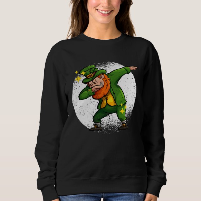 Sudadera Dabbing Leprechaun St Patricks Day Irish Shamrock  (Anverso)