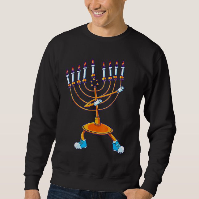 Sudadera Dabbing Menorah Hanukkah Dancing Chanukah Kids Gir (Anverso)
