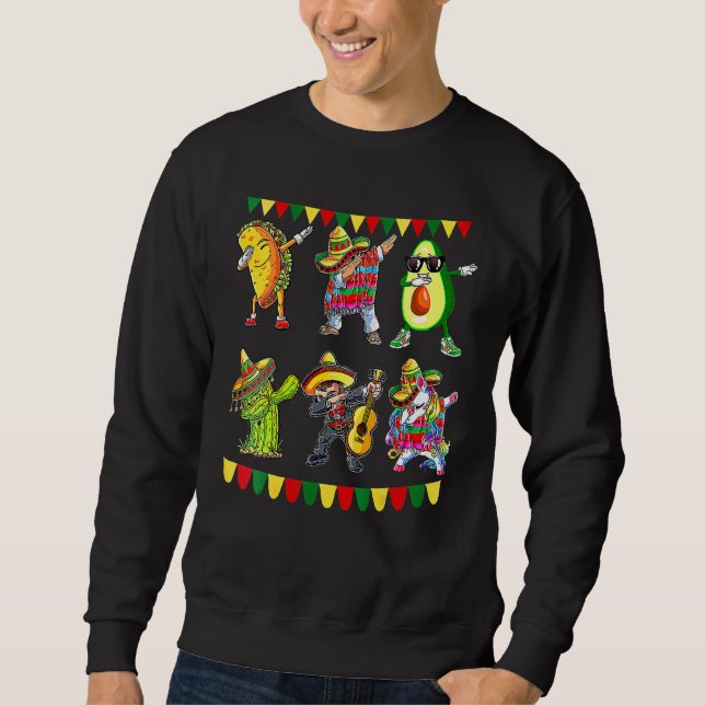 Sudadera Dabbing mexicano Poncho Cinco De Mayo Taco Aguacat (Anverso)