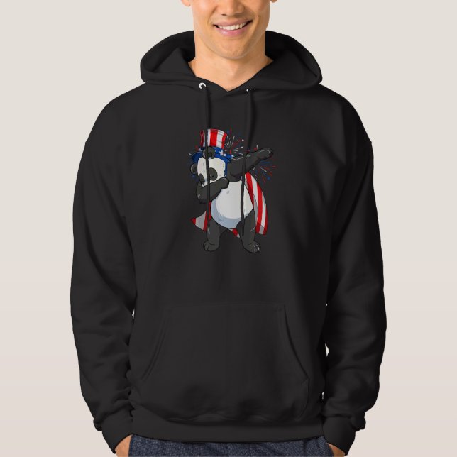 Sudadera Dabbing Panda Bear Con Tío Sam Gorra Bandera Estad (Anverso)