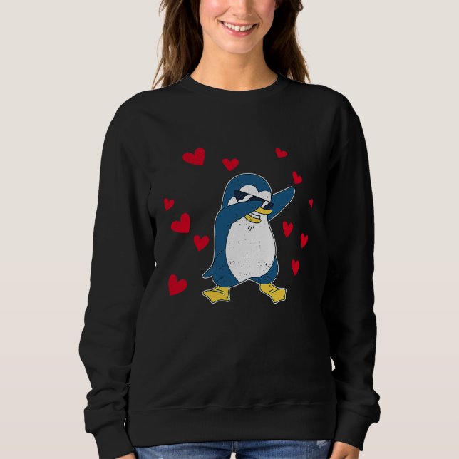 Sudadera Dabbing Penguin Heart Valentine's Day Zoo Animal B (Anverso)