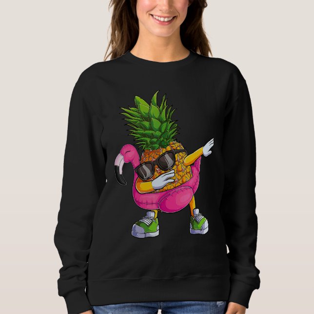 Sudadera Dabbing Pineapple Flamingo Tropical aloha Beach Ha (Anverso)