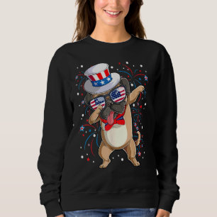 Sudadera Dabbing Pug Tío Sam Gorra Bandera Americana 4 de J