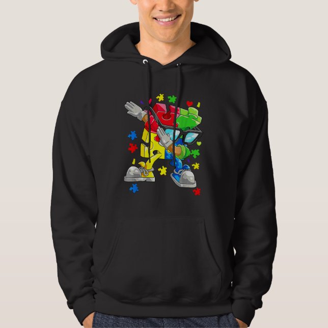 Sudadera Dabbing Puzzle Piece Sunglasses Autism Awareness B (Anverso)