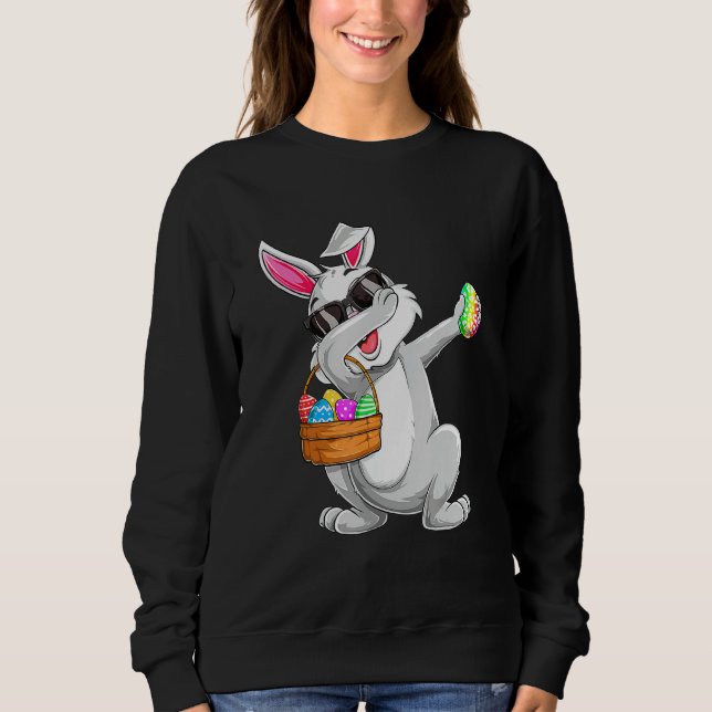 Sudadera Dabbing Rabbit Easter Day Caza de huevos Dab (Anverso)