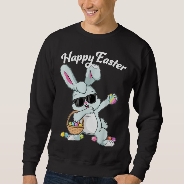 Sudadera Dabbing Rabbit Happy Easter Day Eggs Dab Boys Girl (Anverso)