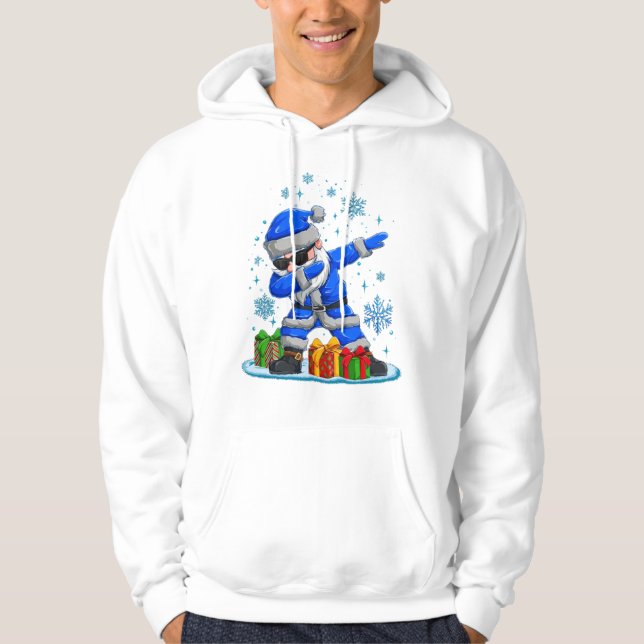 Sudadera Dabbing Santa- Blue & Silver Snowflake Christmas  (Anverso)
