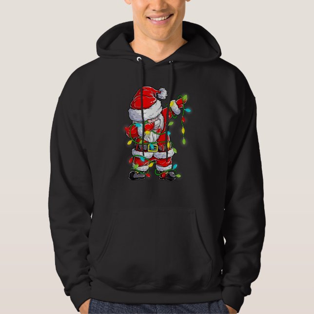 Sudadera Dabbing Santa  Christmas Tree Lights Happy Xmas 3 (Anverso)