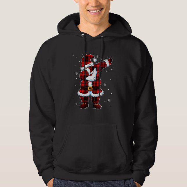Sudadera Dabbing Santa Claus  Christmas Plaid Red Santa Cos (Anverso)