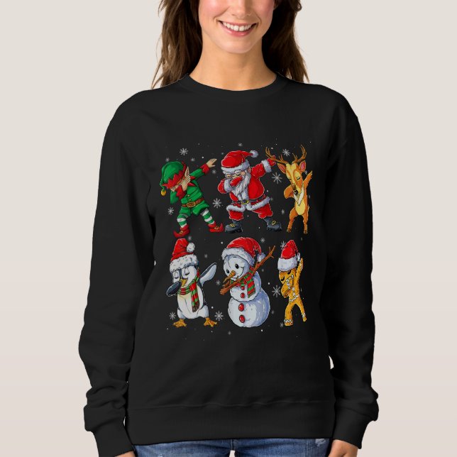 Sudadera Dabbing Santa Elf Friends Christmas Kids Boys Men  (Anverso)