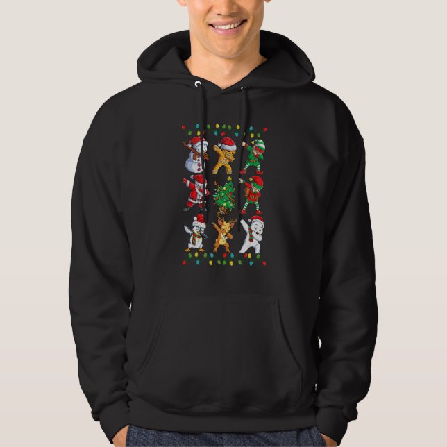 Sudadera Dabbing Santa Elf Friends Christmas Kids Boys Men  (Anverso)