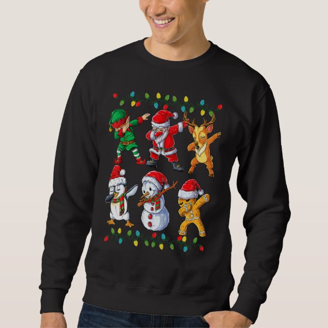 Sudadera Dabbing Santa Elf Friends Christmas Kids Boys Men  (Anverso)