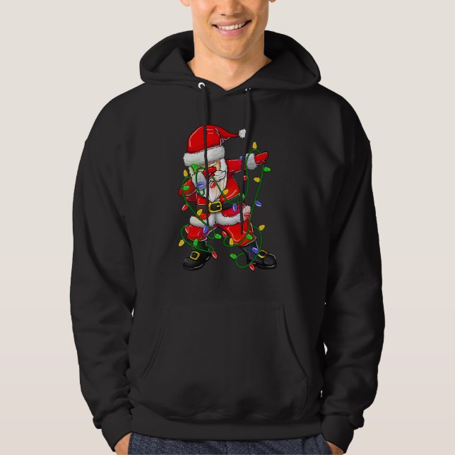 Sudadera Dabbing Santa for Boys Girls Christmas Tree Lights (Anverso)