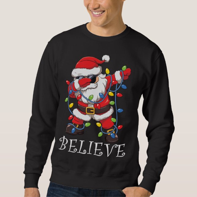 Sudadera Dabbing Santa In Sunglass cree árbol navideño (Anverso)