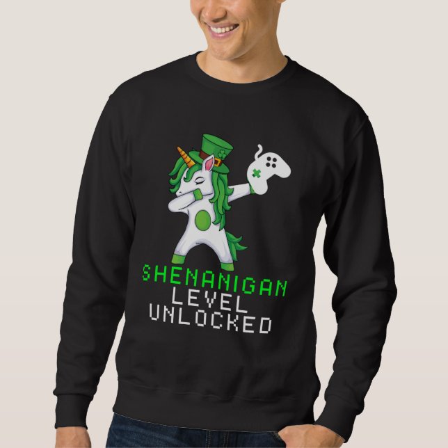 Sudadera Dabbing Shamrock Shenanigans Leprechaun Unicorn Ga (Anverso)