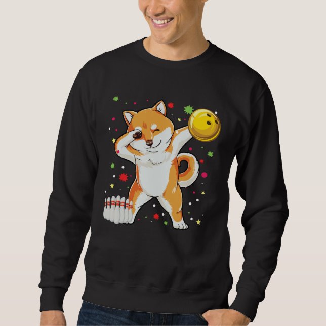 Sudadera Dabbing Shiba Bowling   Bowling  Boy Girl (Anverso)