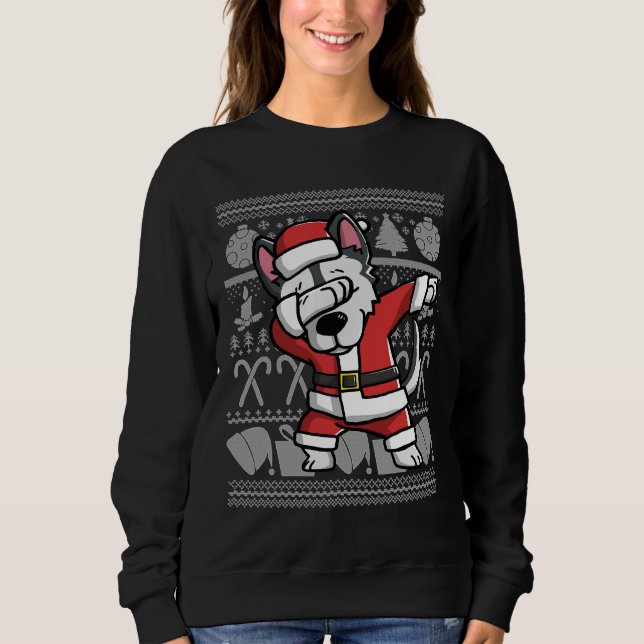 Sudadera Dabbing Siberian Husky Feo Navidades Sweap Grap (Anverso)