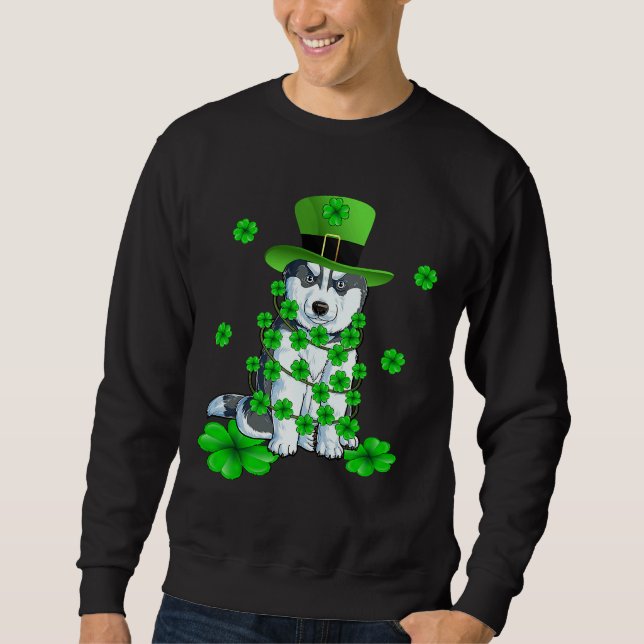Sudadera Dabbing Siberian Husky St Patrick Day (Anverso)