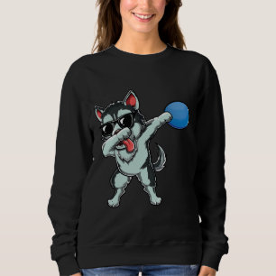 Sudadera Dabbing Siberian Husky Wolf Dog Dab Cute Disk Golf