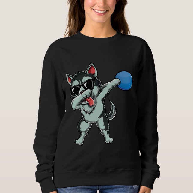 Sudadera Dabbing Siberian Husky Wolf Dog Dab Cute Disk Golf (Anverso)