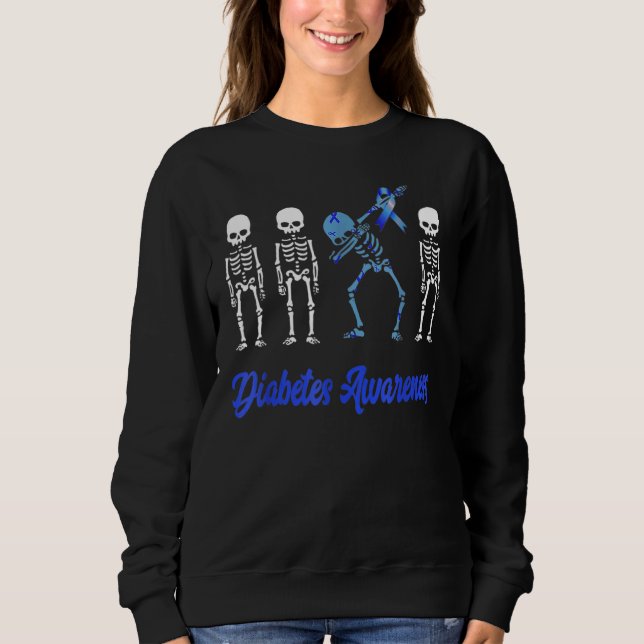 Sudadera Dabbing Skeleton Blue Ribbon Diabetes Awareness Ha (Anverso)