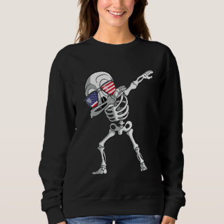 Sudadera Dabbing Skeleton Dab Skeleton America Flag
