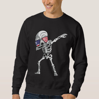Sudadera Dabbing Skeleton Dab Skeleton America Flag
