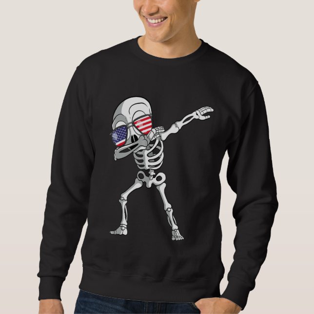 Sudadera Dabbing Skeleton Dab Skeleton America Flag (Anverso)