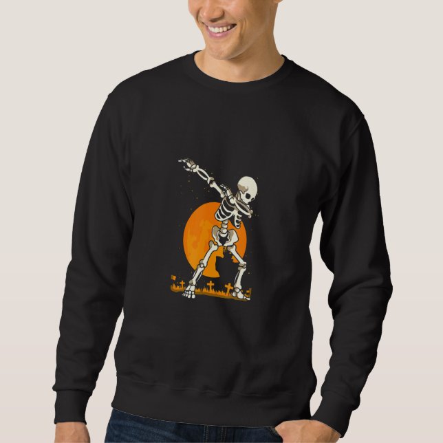 Sudadera Dabbing Skeleton  Halloween Costume Spooky Season (Anverso)