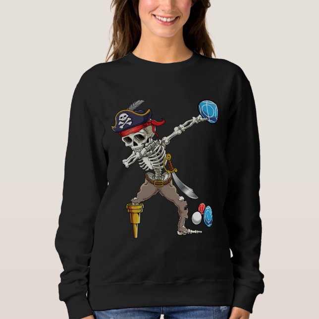Sudadera Dabbing Skeleton Pirate Bocce Ball Boccie Hallowee (Anverso)