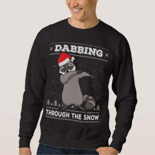 Sudadera Dabbing Through the Snow Raccoon Dab Ugly Christma