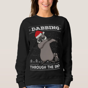 Sudadera Dabbing Through the Snow Raccoon Dab Ugly Christma