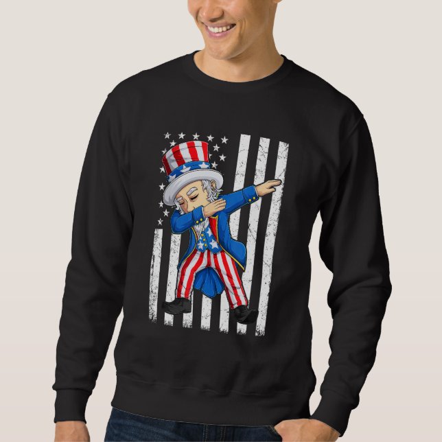 Sudadera Dabbing Uncle Sam  4th of July Men Kids Boys (Anverso)