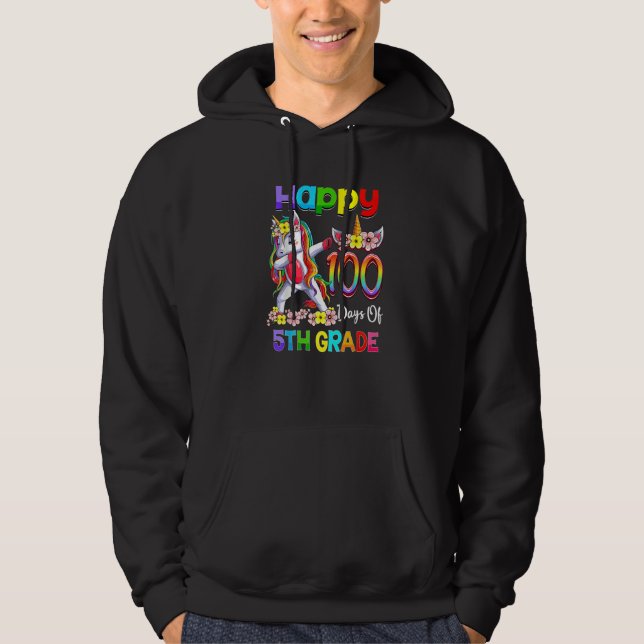 Sudadera Dabbing Unicorn 100th Day Of School 5th Grade Girl (Anverso)